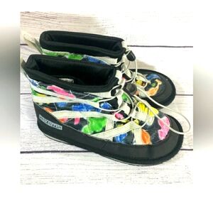 Packems size  3 winter snow boots packable black & grey  colorful